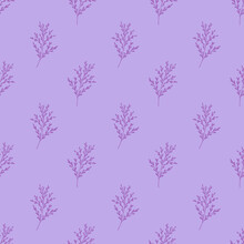 Vector Seamless Floral Pattern. Bright Elements On A Violet Background.