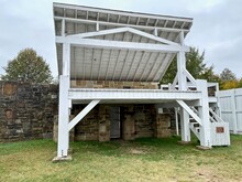 Gallows At Fort Smith National Historic Site In Fort Smith, Arkansas. The Fort Served As A Courthouse In The Indian Territory And Civil War Fort. Isaac Charles Parker Was Known As "hanging Judge."