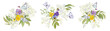 Watercolor pansy flowers bouquet collection. Vector viola spring floral set, butterfly illustration