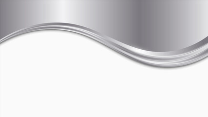 Silver and white metal wave background. Abstract vector design