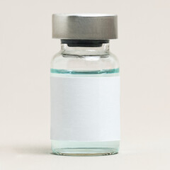 Wall Mural - Blank vaccine label on injection glass bottle with green liquid