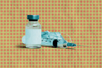 Wall Mural - Vaccine vial glass bottle with a syringe