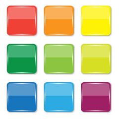Wall Mural - colored square buttons. teal background. square glossy keys. blank shiny colored buttons. stock imag
