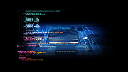 Poster - Programming code abstract technology background of software developer and  Computer script 3d illustration
