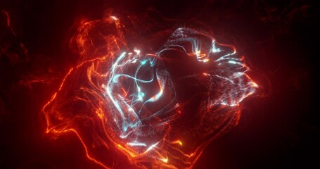Wall Mural - abstract pulsing fiery red particles flowing with fluid motion. simulating heart beat motion. looped