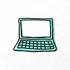 Wall Mural - green laptop hand drawn icon
