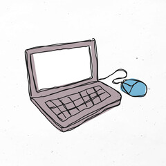 Wall Mural - gray hand drawn laptop clipart