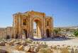 Jordan, Amman, back side of the Hadrians Arch is the entrance portal of the roman city of Jerash or Gerasa.