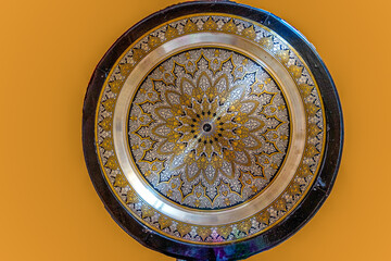 Jordan, beautiful decorated round table,  marquetry handiwork.