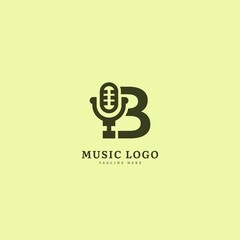 Initial letter B. Music microphone logotype. Elegant music sound logo fit for business and music event. Vector logo design.