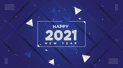 Wall Mural - Happy new year realistic background colorful on dark and blue color 