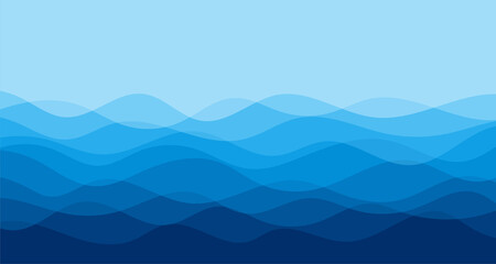 Wall Mural - Blue water wave line deep sea pattern background vector illustration.
