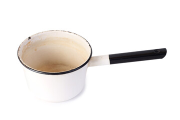 Wall Mural - Enamelled kitchen ladle. Isolated object on white background