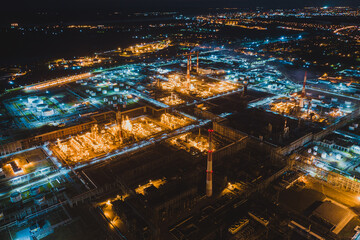 oil refinery night