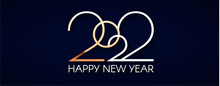 Happy New 2022 Year Elegant Gold Text With Light. Minimalistic Text Template