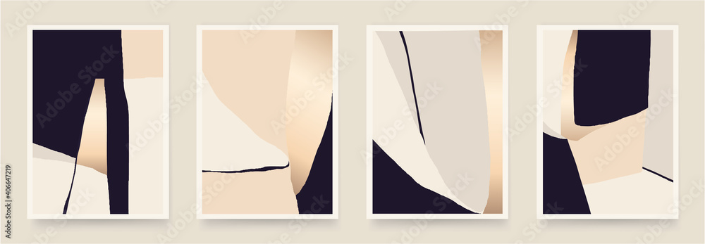 Set of minimalist abstract aesthetic illustrations. Modern style wall decor. Collection of contemporary artistic posters. - obrazy, fototapety, plakaty 