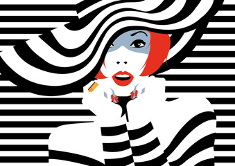 Fashion woman in style pop art. Vector illustration