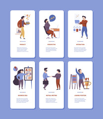 Wall Mural - onboard business banners. corporate managers conversation talking phone dialogue startup meeting gar