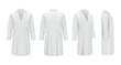 Medical coats. White templates professional doctor clothes specialists uniform decent vector mockup. Medical clothing suit, clothes uniform illustration