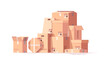 © ONYXprj - Packages stack. Delivery cardboard boxes cargo containers hills piles garish vector set. Illustration shipping box, cardboard stack, package parcel
