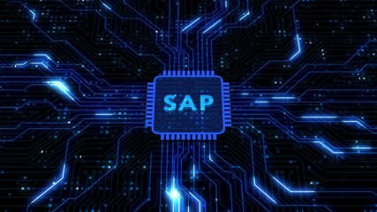 Internet, business, Technology and network concept. SAP System Software Automation concept on virtual screen data center.
