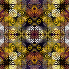 Fototapete - Seamless background pattern. Abstract ethnic tribal pattern in low poly style. Vector image