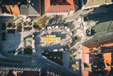 Fototapeta Miasto - Food truck rally, fast food party in wadowice poland aerial drone photo