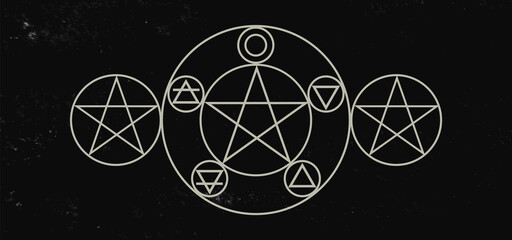 Wall Mural - pentacles isolated on dark background