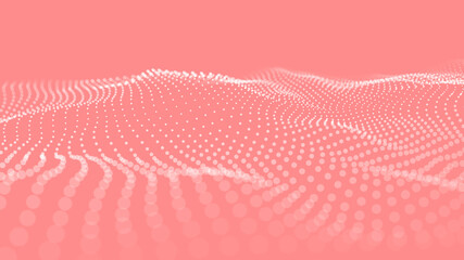 Abstract wave with moving dots. Flow of particles. Vector cyber technology illustration.