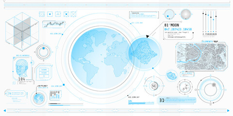 Wall Mural - a set of thin elements on the topic of planetary search.