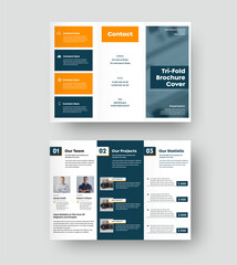 Canvas Print - vector trifold template, brochure cover with realistic shadows on white background.