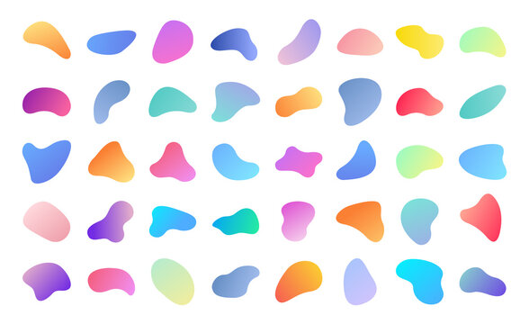 Abstract blotch shape. Liquid shape elements. Set of modern graphic elements. Fluid dynamical colored forms banner. Gradient abstract liquid shapes. Vector illustration.