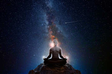 Wall Mural - Man with universe background