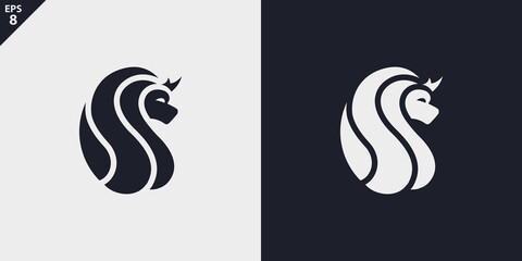 Graceful lion logo black and white background