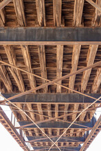 Wooden And Steel Support Beams On A Bridge