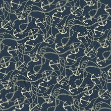 Nautical Anchors Chains And Ropes Vector Seamless Pattern