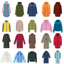 Set Of Clothing Jackets, Coats