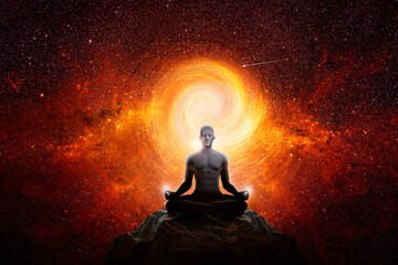Wall Mural - man with universe background