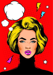 Wall Mural - Pop art beautiful woman with lush hairdo