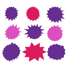 Wall Mural - Vector Starburst set. Starburst explosion comic shapes. Speech boom bubble
