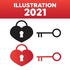 Wall Mural - Lock keyhole and keys set. Key and lock line vector