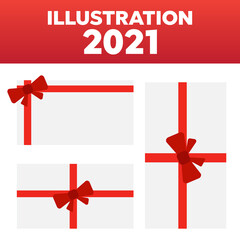 Wall Mural - gift cards with bows. red christmas bow on gift card vector
