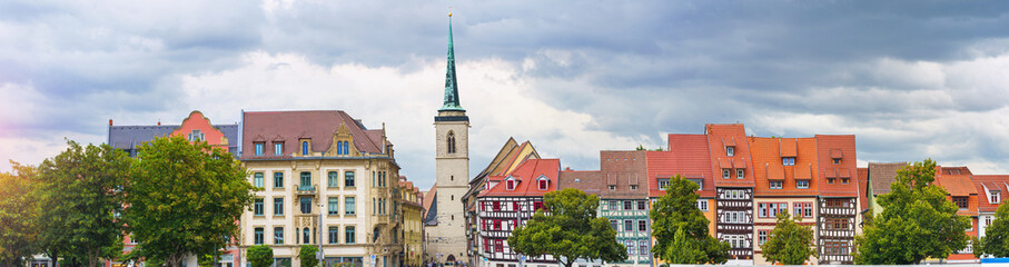 erfurt, germany - a panorama with the view of the old town