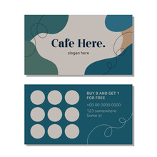 Loyalty Card For Cafe Coffee. Stamps Card Collect 10 Get 1 Free. Abstract Background