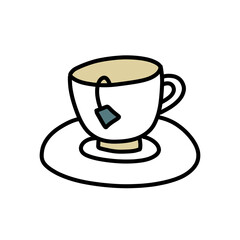 Wall Mural - tea cup doodle icon, vector color line illustration