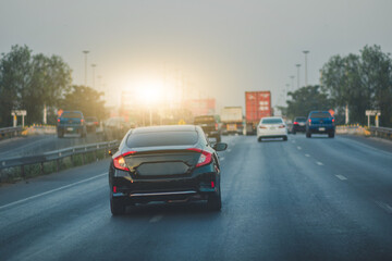 Wall Mural - Car on road and Small passenger car seat on the road used for daily trips