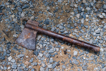 old rusty axe