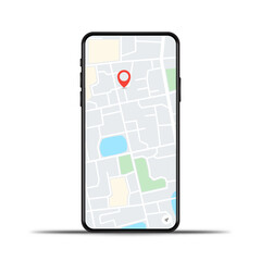 Realistic phone with gps map on a white background vector eps10