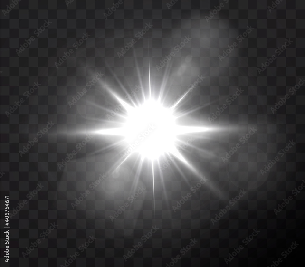 Abstract transparent sunlight special lens flare light effect.
Vector blur in motion glow glare. Isolated transparent background. Decor element. Horizontal star burst rays and spotlight. - obrazy, fototapety, plakaty 