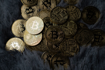 crypto currency business. golden bitcoin, conceptual image for crypto currency digital currency, bitcoin